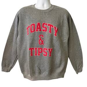 Lulu Simon Studio TOASTY AND TIPSY Christmas Holiday Sweatshirt Size Small